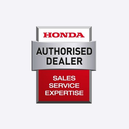 Honda authorised dealer logo, stating sales, service, expertise.